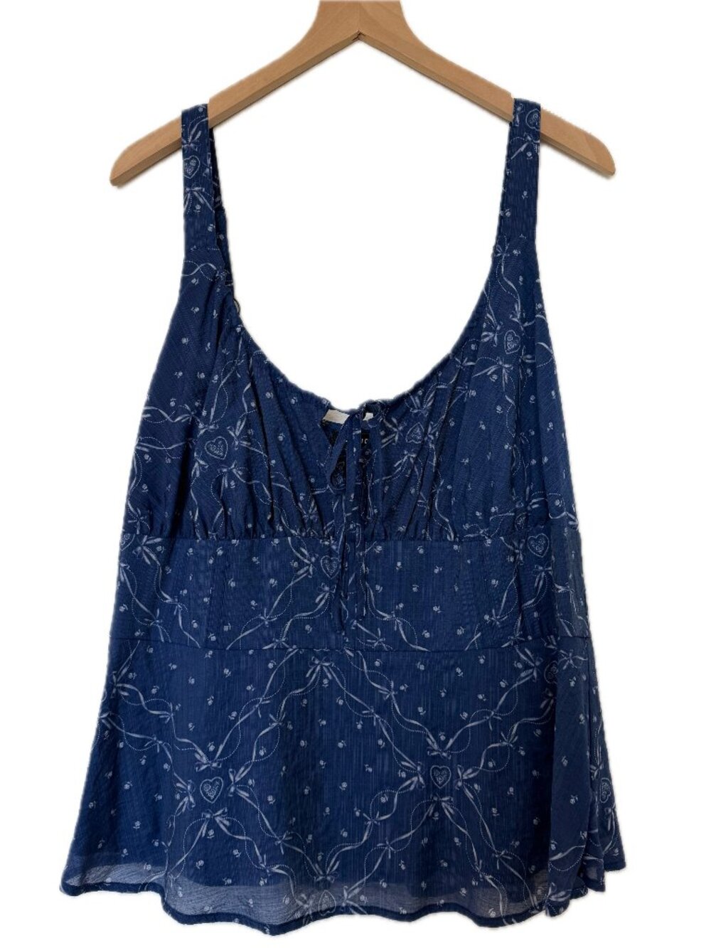 New Torrid Blue Heart Ribbon Pattern Tank Top - Size 2X